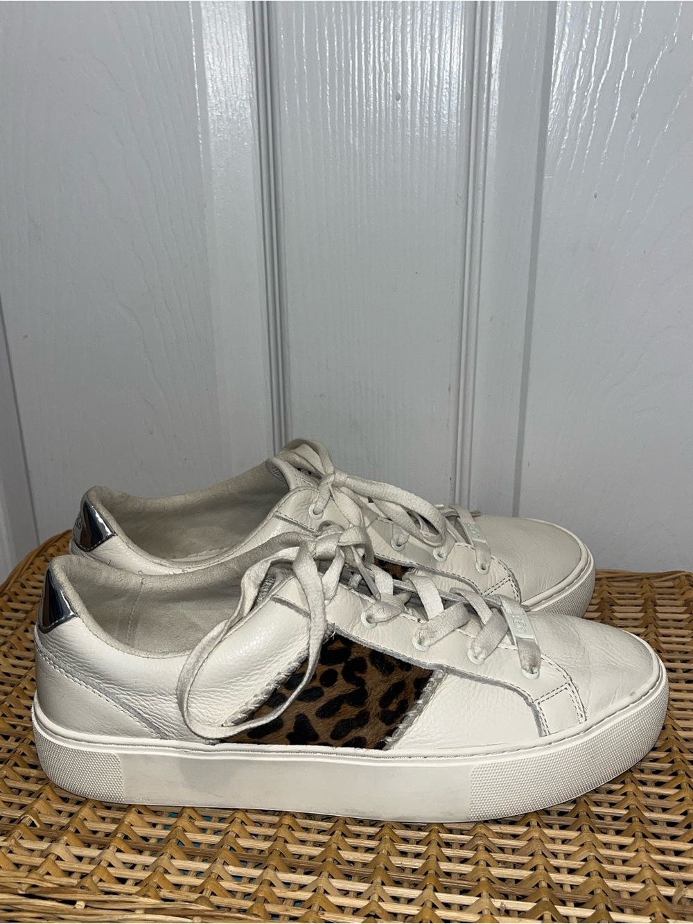 UGG Dinale sneakers in Coconut Milk leopard print